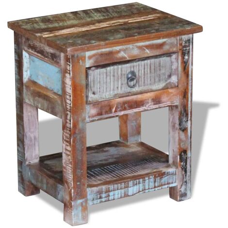 Tabla de soporte con 1 cajón de madera reciclada sólida 43x33x51 cm