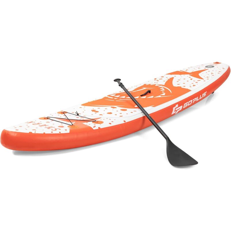 

Tabla de Surf Hinchable Tabla de Remo Surf Stand Up Paddle Board Naranja y blanco 320x76x15cm con Mochila,Bomba,Línea de Seguridad,Aleta Central y