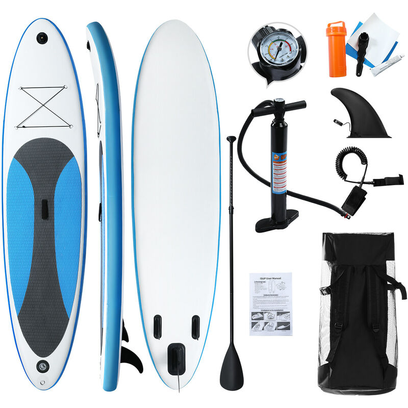 

Tabla de surf inflable Stand Up Paddle -300 x 76 x 10cm Juego de tabla de SUP inflable portátil - azul