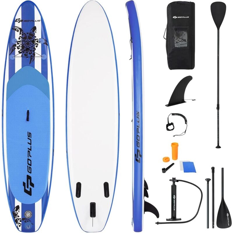 

Costway - Tabla Inflable de Paddle 325 x 76 x 16 cm Sup Board Extra Amplia Superficie Antideslizante Kit Tabla Paddle (Azul Oscuro)