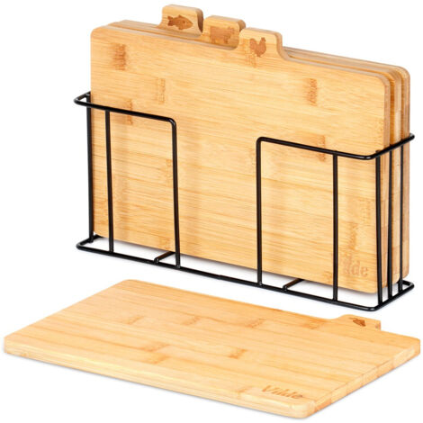 Tablas de cortar de bambú con soporte 28x20 cm 4 piezas.