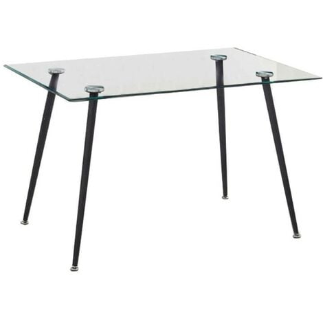 TOSCOHOME Table 120x80 cm en verre trempé avec structure en acier - Setfull