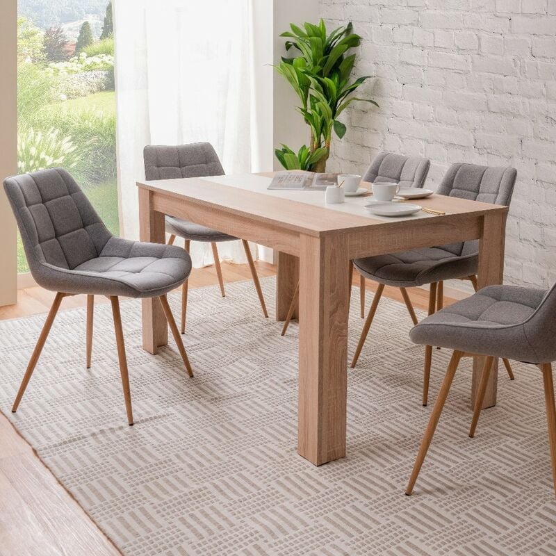 Toscohome - Table 138x80 cm avec panneau central couleur chêne - Niklas