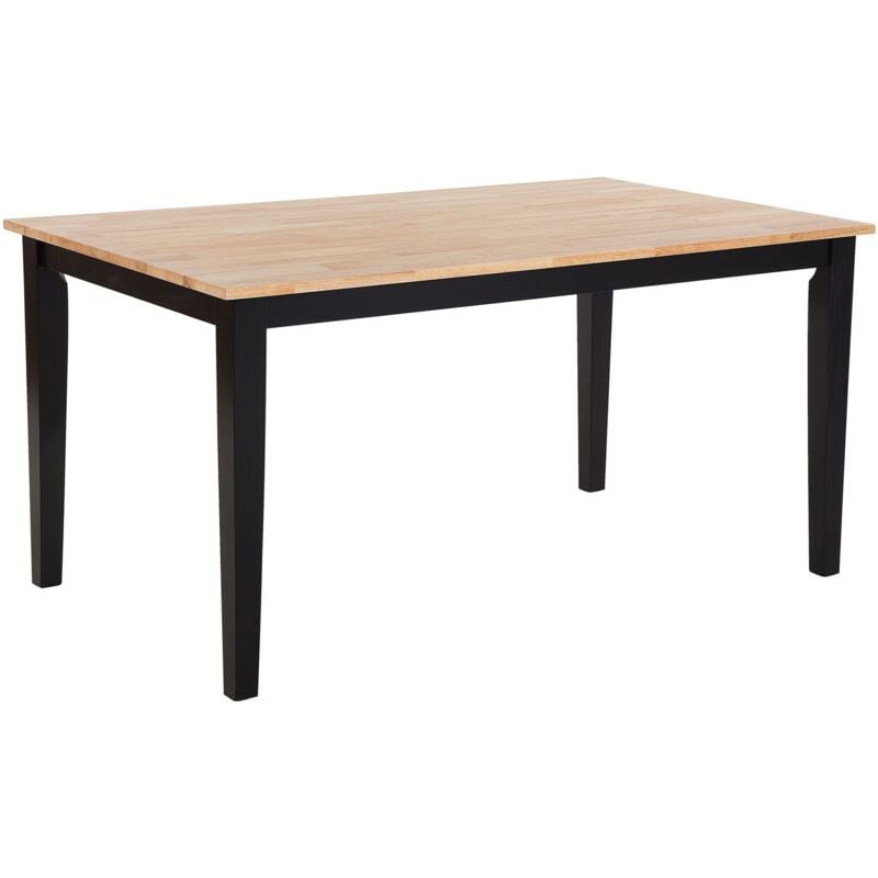 Beliani - Table de Salle à Manger ou Cuisine 150 x 90 cm en Bois Clair et Noir de Style Traditionnel pour Intérieur Scandinave ou Moderne