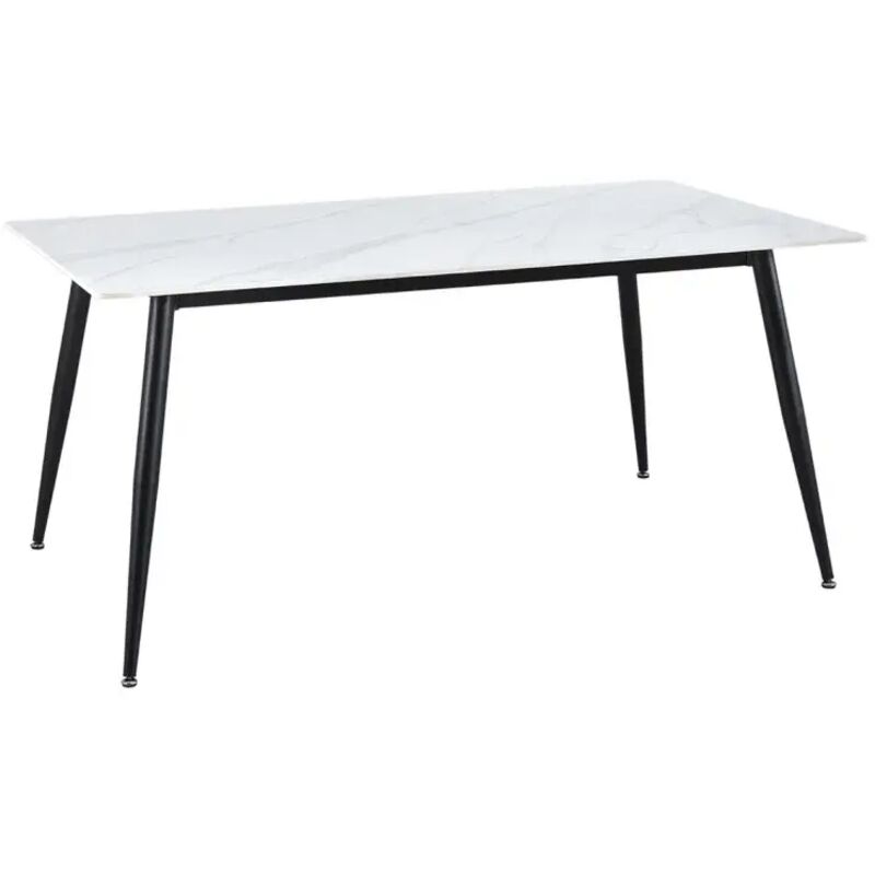 Table 160 cm céramique blanc marbré pieds évasés métal noir - RYDER 2