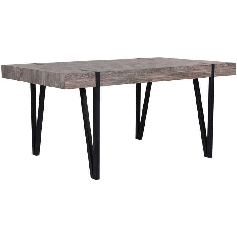 Table de Salle à Manger 180 x 90 cm Plateau de Couleur Bois Foncé en MDF et Pieds Noirs en Métal de Style Industriel, Moderne et Minimaliste Beliani