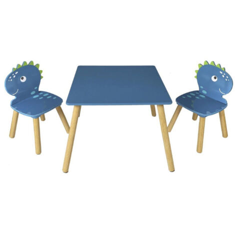 Table & 2 Chaises Enfant "Dino" 55cm Bleu