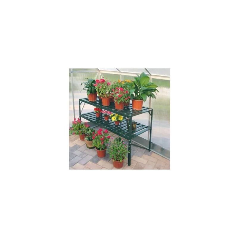 Chalet&jardin - Table de rempotage - 2 plateaux en aluminium - laqué vert