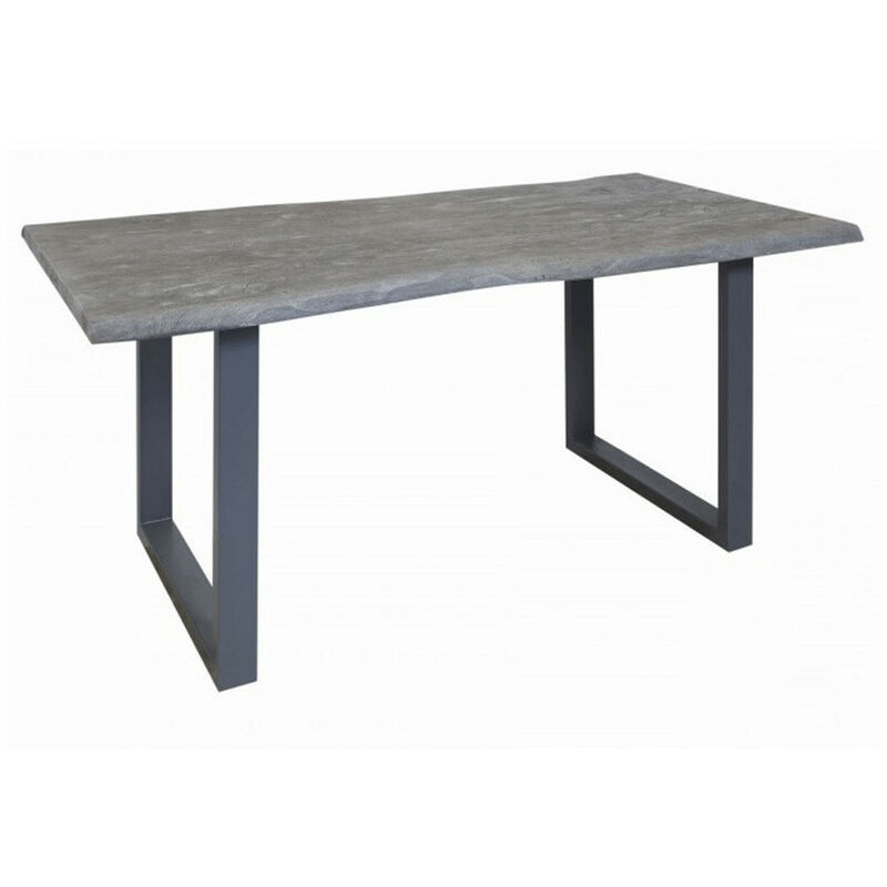 Bobochic - Table 200 cm AWA Bois massif acacia et pieds carré en métal gris 200 Gris - Gris