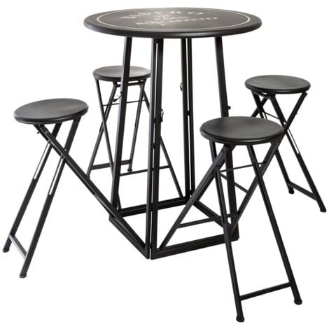 Table 4 chaises d extérieur noir et blanc D77,5cm - Atmosphera créateur d'intérieur