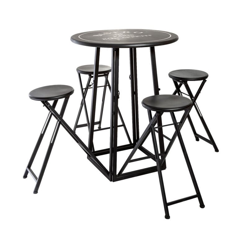Table de Jardin & 4 Chaises "To Paris" 77cm Noir