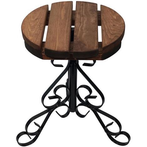 Table 42 cm Wooden Top Plant Pot Stand Steel Legs Garden Pride