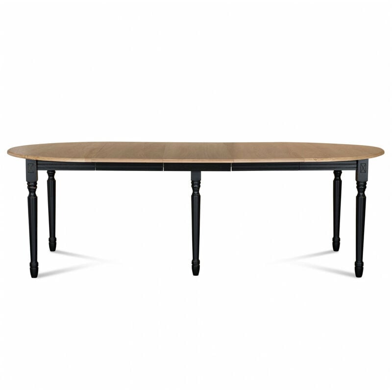 Hellin - Table ronde 6 pieds tournés D115 + 3 rallonges bois - victoria