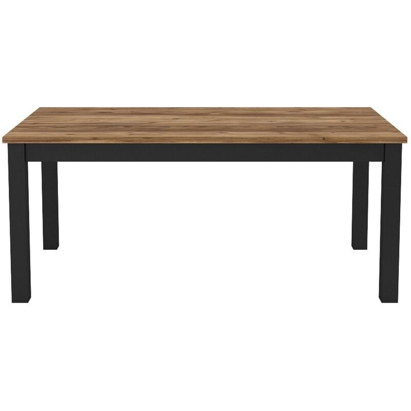 Meublorama - Table 6 personnes pour salle à manger Collection darwin. Plateau couleur épicéa. Pieds noirs
