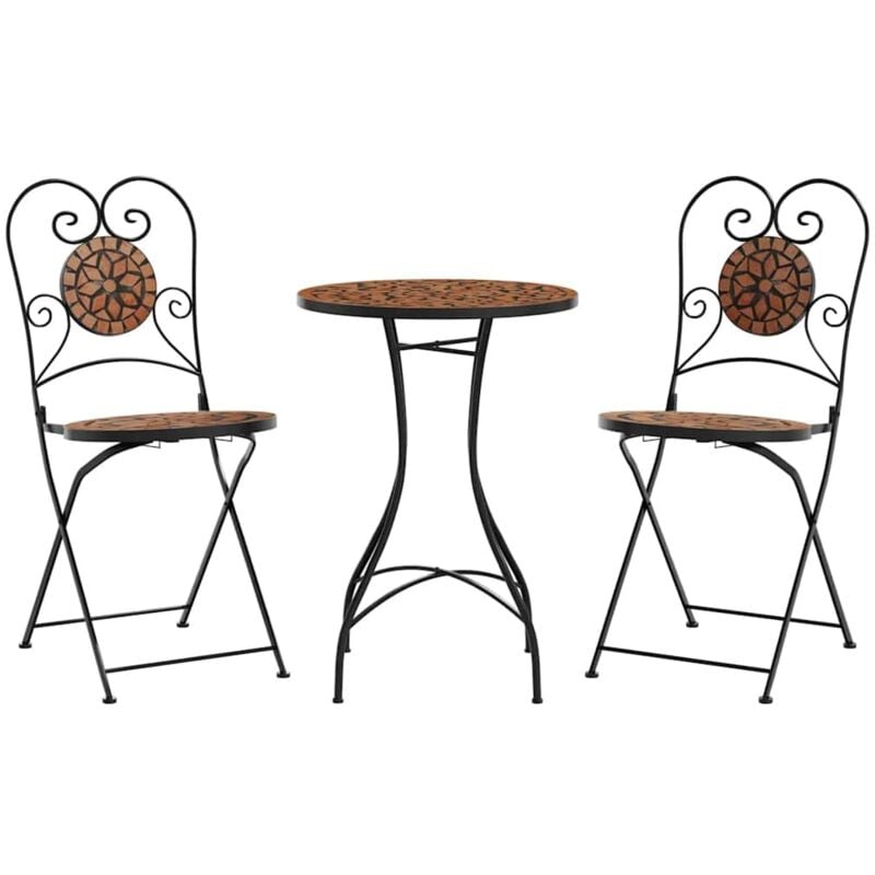 Vidaxl - Ensemble de bistro mosaïque terre cuite fer et céramique