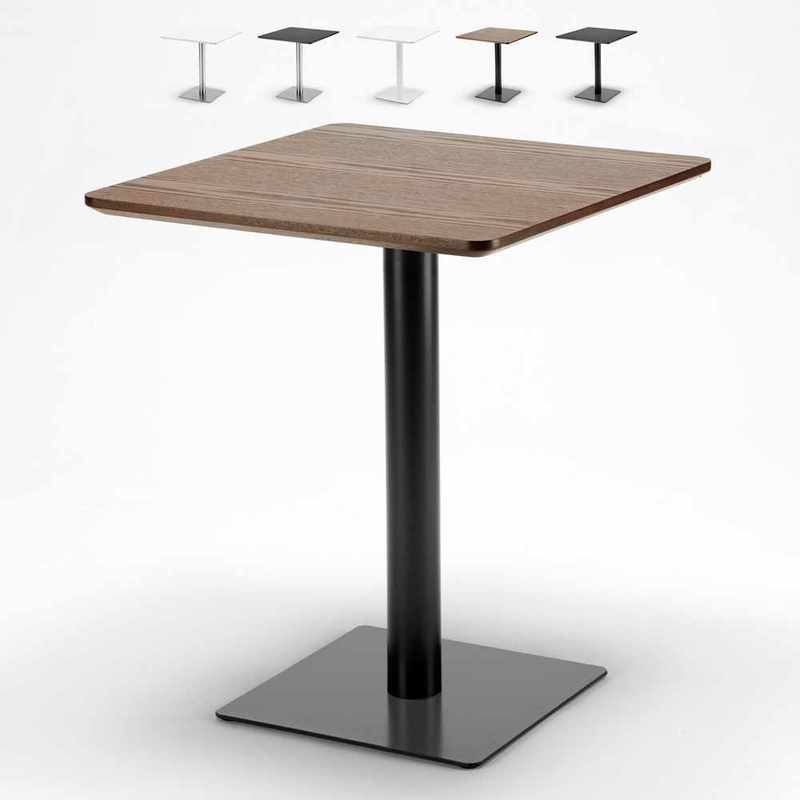 Table 60x60 carrée avec pied central pour bar bistrots HORECA  Marron