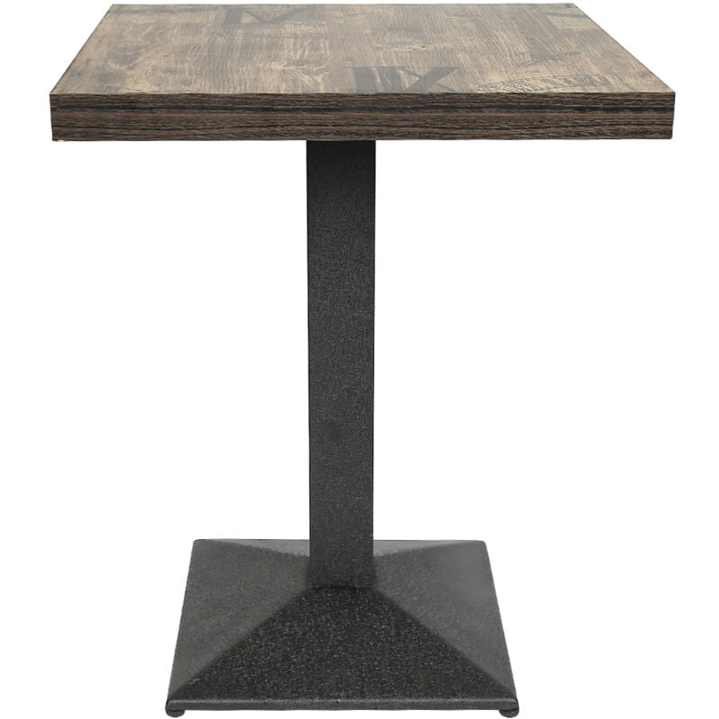 Yongqing - Table 60x60 carrée avec pied central pour bar bistrots Marron - Verni en Noir