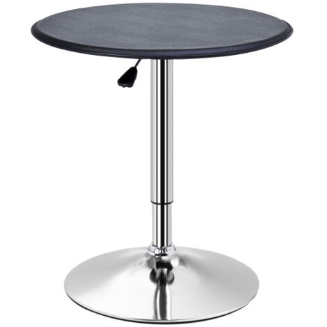 Table 63x63x93 cm, cadre acier chromé, plateau simili cuir, pour cuisine salon et salle à manger - Noir
