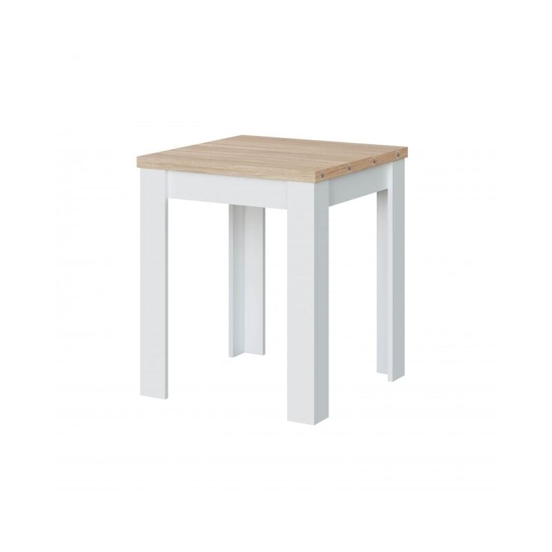 Caesaroo - Table extensible 67 x 67 cm blanc mat et chêne - Creta