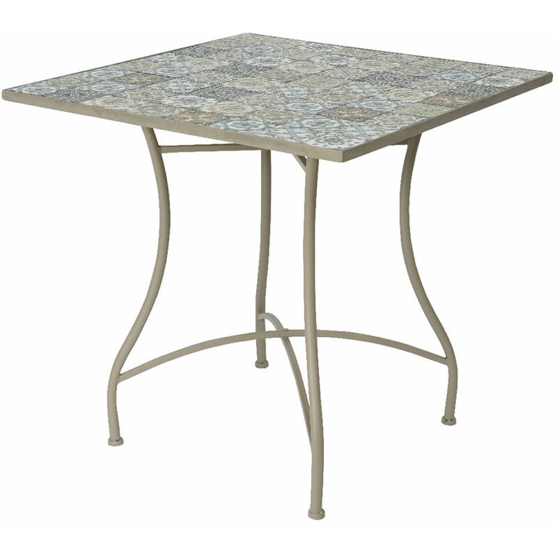 Table métal/mosaïque couleur : brun 78x78x77cm modèle bistro pour l'extérieur