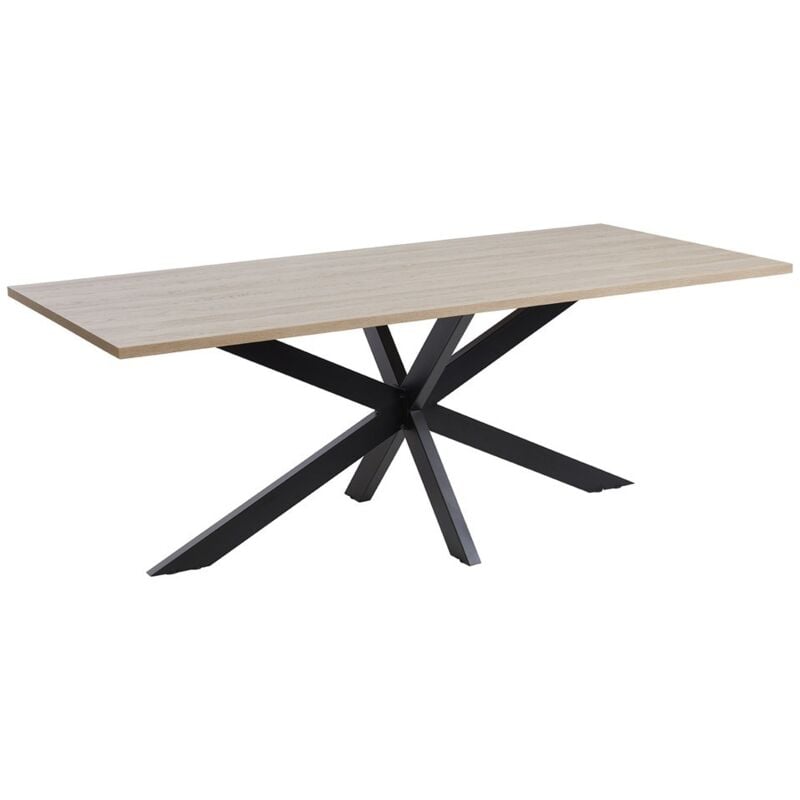 Meublorama - Table 8 personnes pour salle à manger collection loft coloris chêne clair. Pieds en métal.