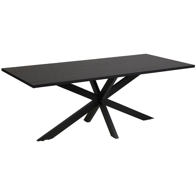 Meublorama - Table 8 personnes pour salle à manger collection loft coloris noir effet bois. Pieds en métal