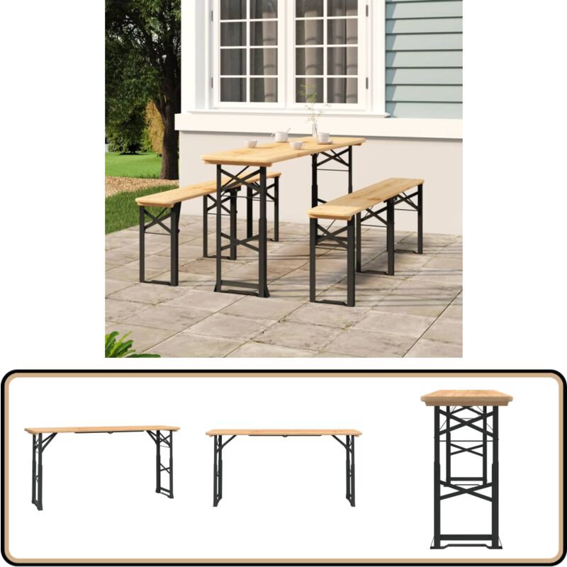 Table à bière pliable 170x50x75/105 cm bois massif de sapin - Table Pliante - Table De Jardin - Table à Bière - Table Extérieure - Mobilier De Jardin