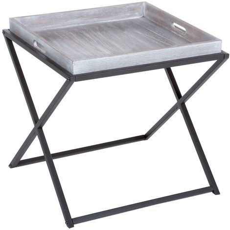 ATMOSPHERA CRÉATEUR D'INTÉRIEUR Table basse plateau bois amovible Atmosphera - Noir - Noir et gris