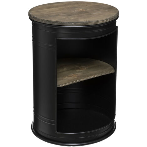 Table d appoint Diego métal noir D33,5cm - Atmosphera créateur d'intérieur