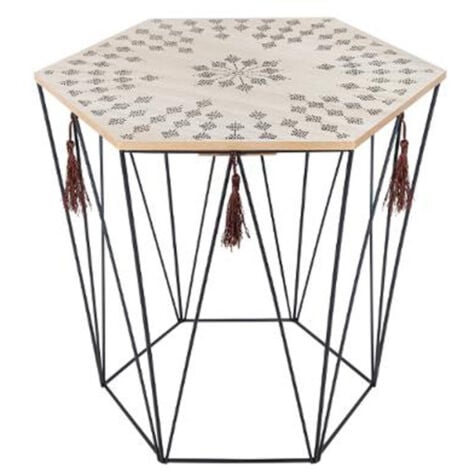 Table à Café Octogonale en Métal Etnik 40cm Noir