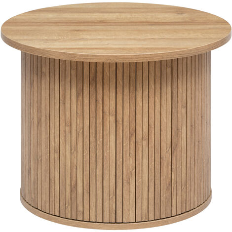 Table à café ronde en placage effet bois coloris naturel - diamètre 60 x Hauteur 45 cm -PEGANE-