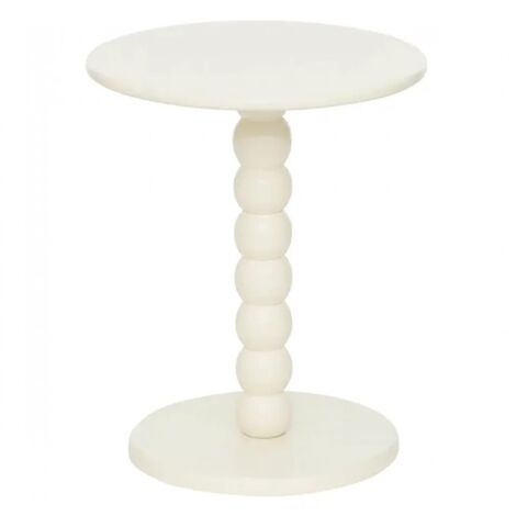 Table à café Table d'appoint ronde finition matte, coloris ivoire - Diamètre 38 x Hauteur 46,5 cm