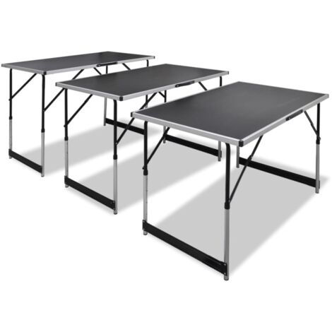 Table à coller 3 pcs pliable Hauteur réglable vidaXL