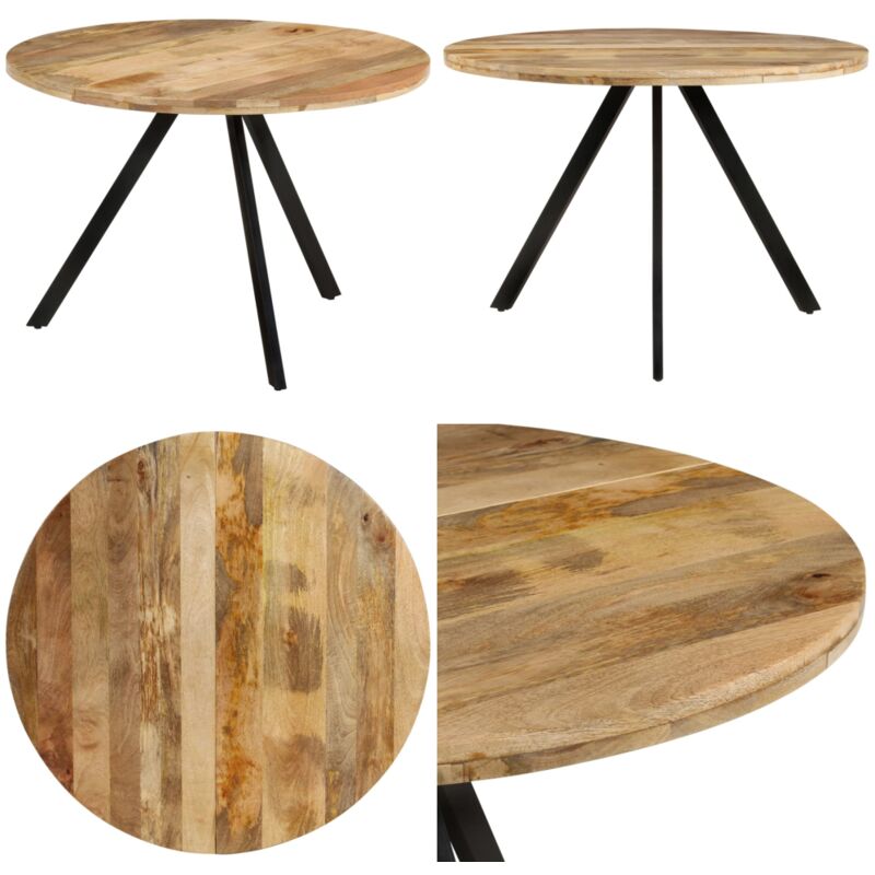 Table à dîner 110x75 cm Bois de manguier massif - Table à Manger - Table Ronde - Table En Bois - Mobilier Vintage - Meubles Rustiques - Home & Living