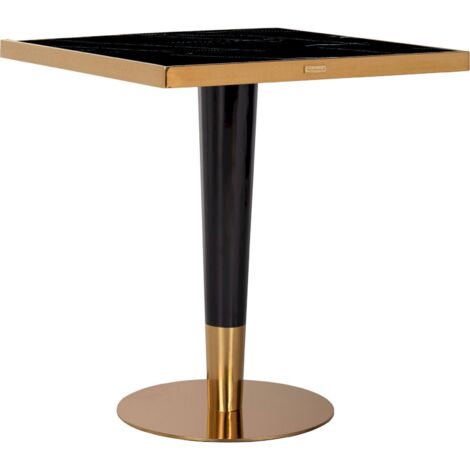 Table a diner Can Roca square 70x70 - Noir sur piètement or et noir