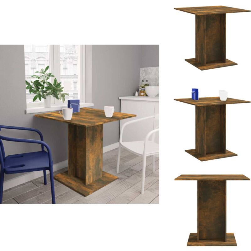 Vidaxl - Table à dîner Chêne fumé 80x80x75 cm Bois d'ingénierie - Table à Manger - Table Ronde - Table Design - Table Moderne - Table En Bois
