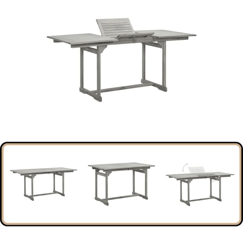 Table à dîner de jardin (120-170)x80x75 cm Bois d'acacia massif - Table De Jardin - Table Extensible - Table En Acacia - Mobilier De Jardin