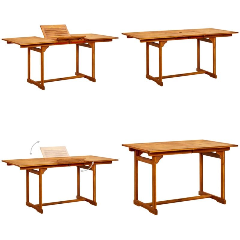 Table à dîner de jardin (120-170)x80x75 cm Bois d'acacia massif - Table De Jardin - Table à Manger Extérieur - Acacia Massif - Mobilier De Jardin
