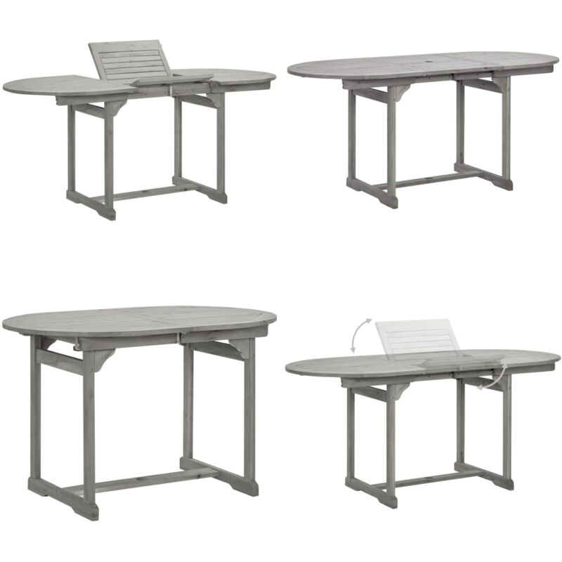 Table à dîner de jardin (120-170)x80x75 cm Bois d'acacia massif - Table De Jardin - Table Extensible - Acacia Massif - Mobilier De Jardin