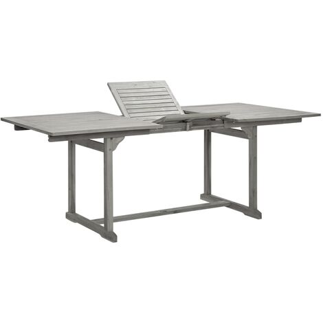 Vidaxl – Table de jardin extensible en bois d'acacia massif – Dimensions (150-200)x100x75cm – Avec trou pour parasol – Finition grise lavée