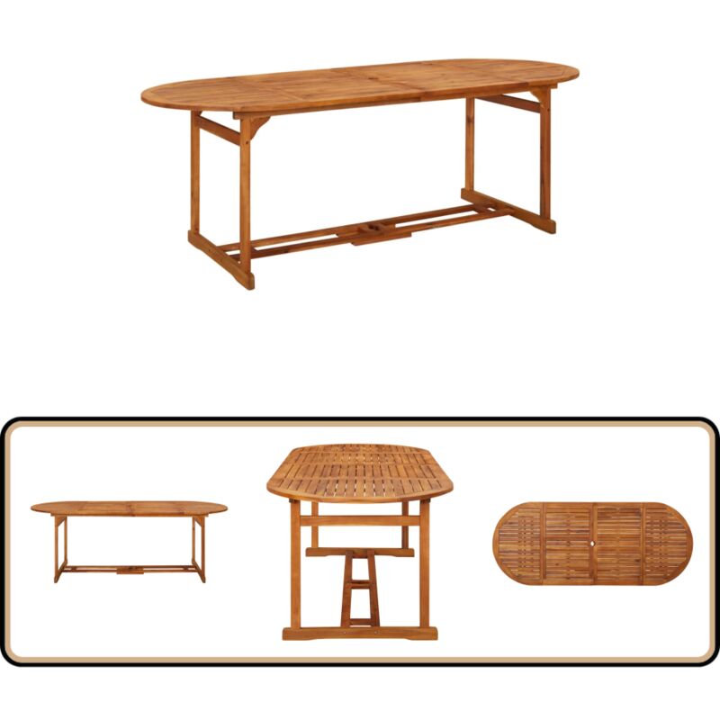 Table à dîner de jardin 220x90x75 cm Bois d'acacia massif - Table De Jardin - Table Repas Extérieur - Acacia Massif - Mobilier De Jardin - Décoration