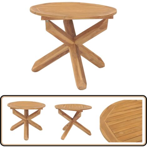 Table à dîner de jardin Ø90x75 cm Bois de teck massif - Table De Jardin - Table En Bois - Table Teck - Mobilier De Jardin - Décoration Extérieure