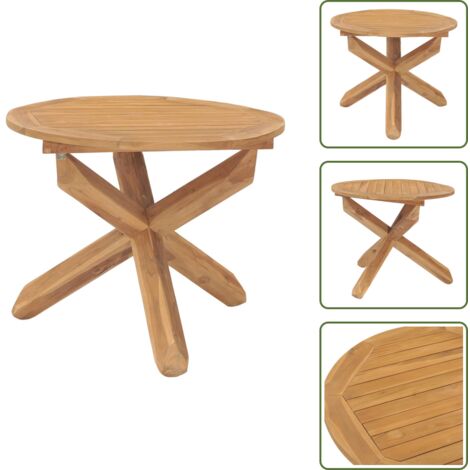Table à dîner de jardin Ø90x75 cm Bois de teck massif - Table De Jardin - Table En Bois - Table Teck - Mobilier De Jardin - Décoration Extérieure