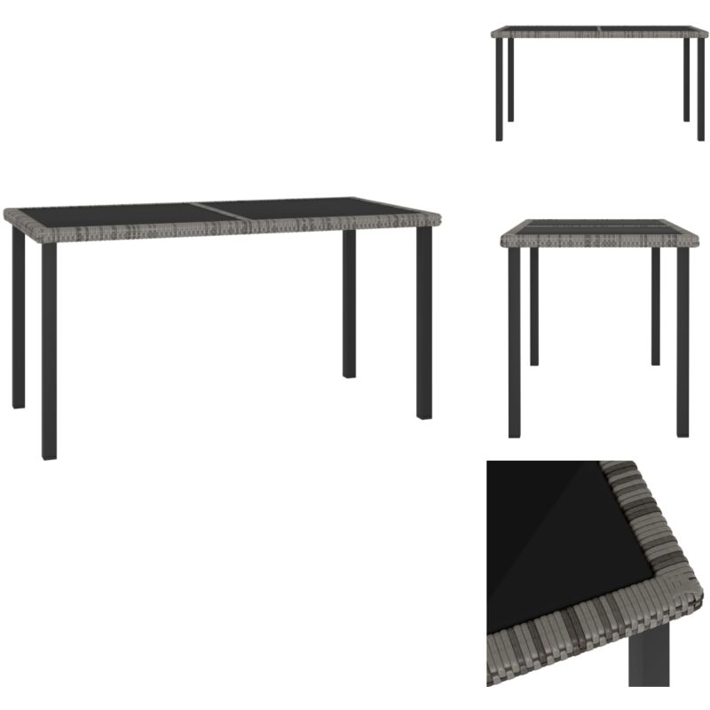 Table à dîner de jardin Gris 140x70x73 cm Résine tressée - Table De Jardin - Table Repas Extérieur - Mobilier De Jardin - Table En Résine Tressée