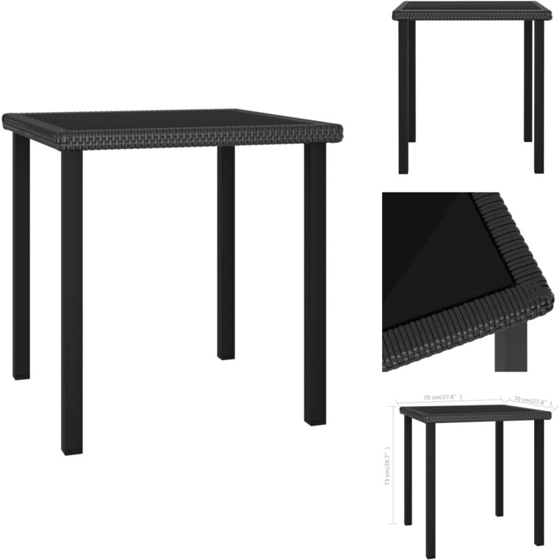 Table à dîner de jardin Noir 70x70x73 cm Résine tressée - Table De Jardin - Table Repas Extérieur - Mobilier De Jardin - Table En Résine Tressée