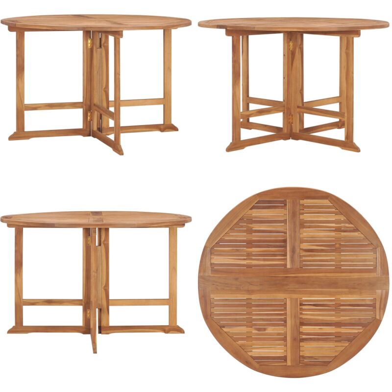 Table à dîner de jardin pliable Ø110x75 cm Bois massif de teck - Table De Jardin Pliable - Table De Jardin En Teck - Mobilier De Jardin - Table à