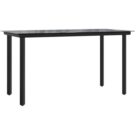 Table à dîner de jardin Table d'extérieur Noir 200x100x74cm Acier et verre trempé