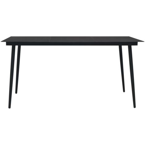 Table à dîner de jardin，Table d'extérieur Noir 150x80x74 cm Acier et verre CFW67085