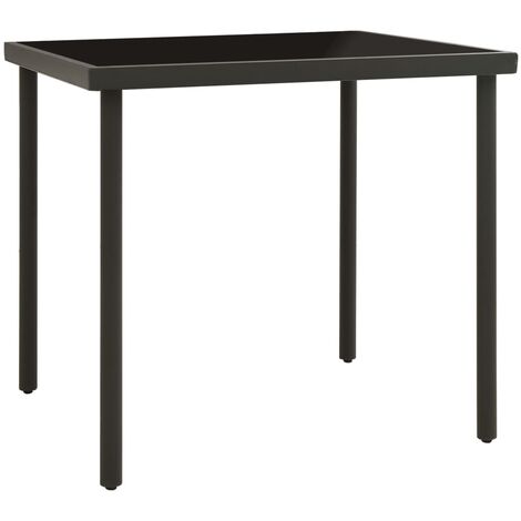 Table à dîner d'extérieur Anthracite 80x80x72 Verre et acier