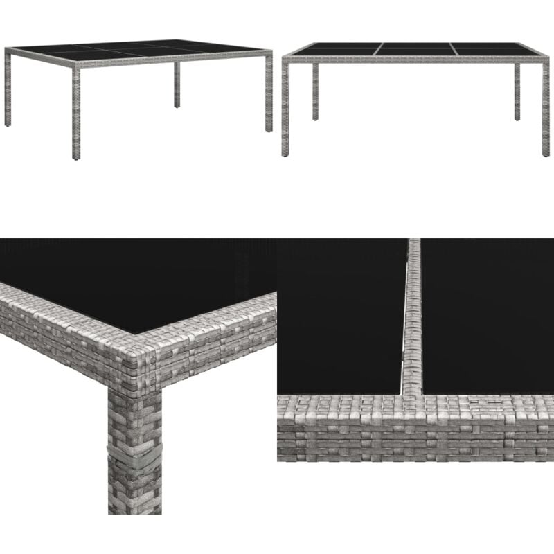 Table à manger d'extérieur Gris 200x150x74 cm Résine tressée - Table De Jardin - Table Extérieure - Mobilier De Jardin - Table En Résine Tressée